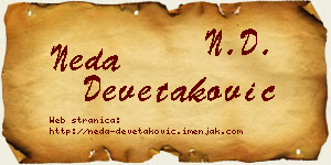 Neda Devetaković vizit kartica